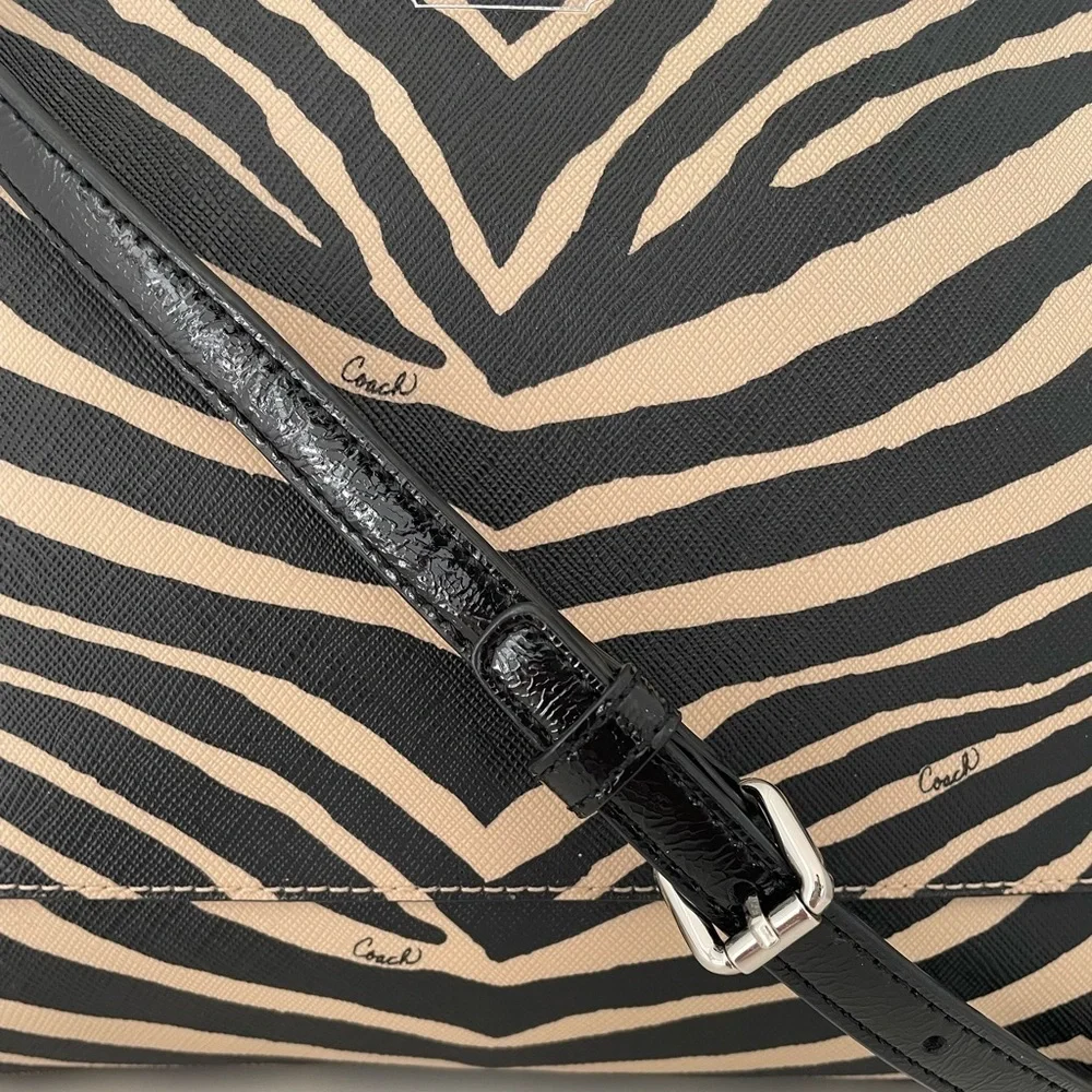 Coach Zebra Print Crossbody Bag - Black and Cream